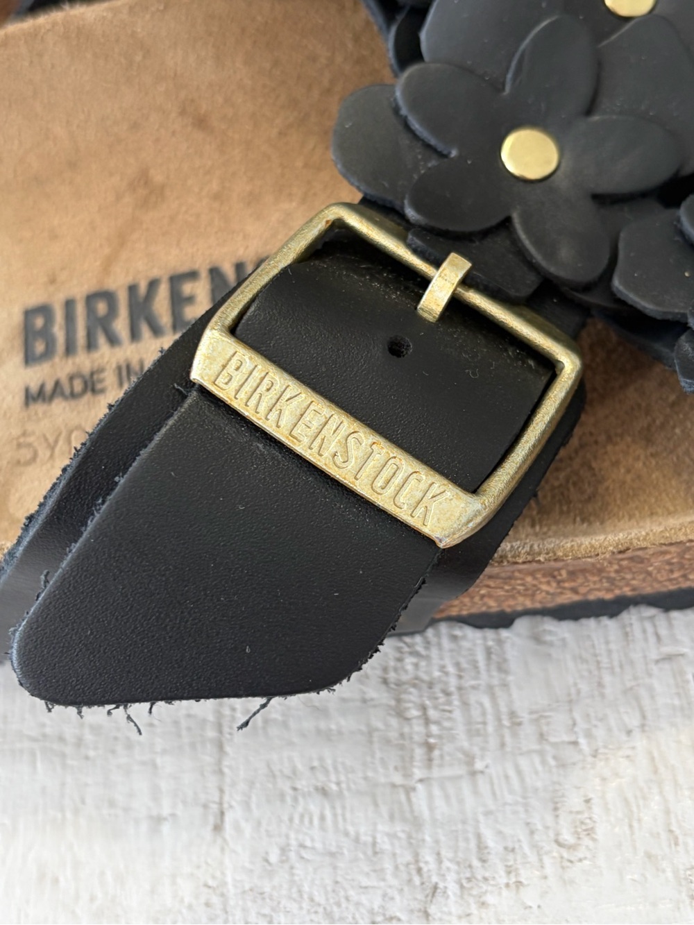 Birkenstock Siena Flowers EU size 40 US size 9 9.5 Black Leather Slide Sandals - Picture 4 of 11